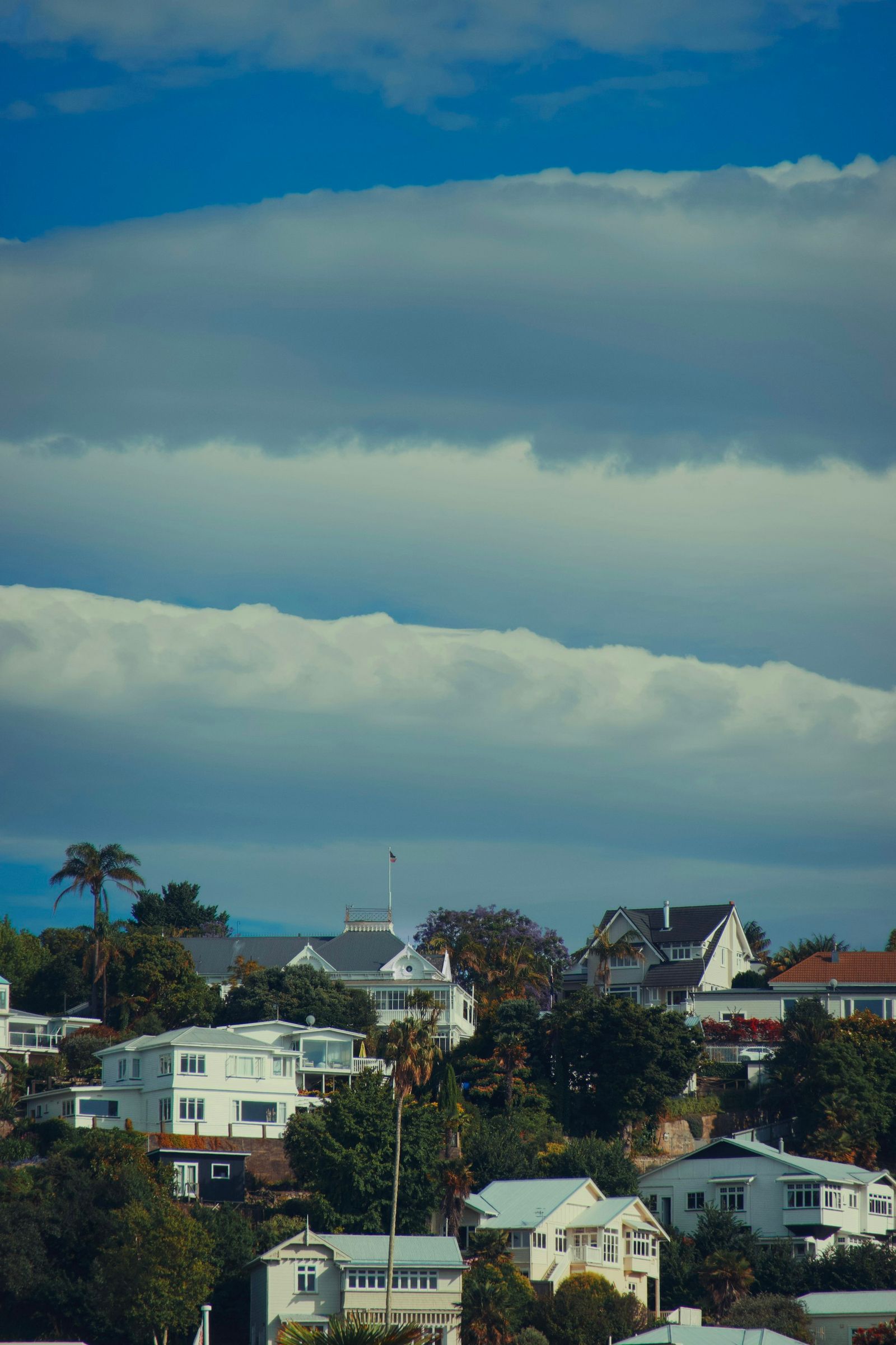 Napier city and Hawke Bay viewed from the hill on a bright day